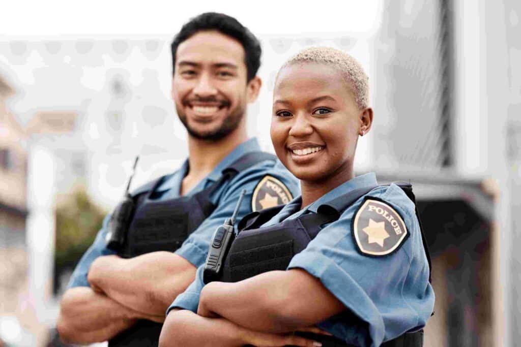 happy police team and arms crossed in confidence 2023 07 20 19 35 32 utc