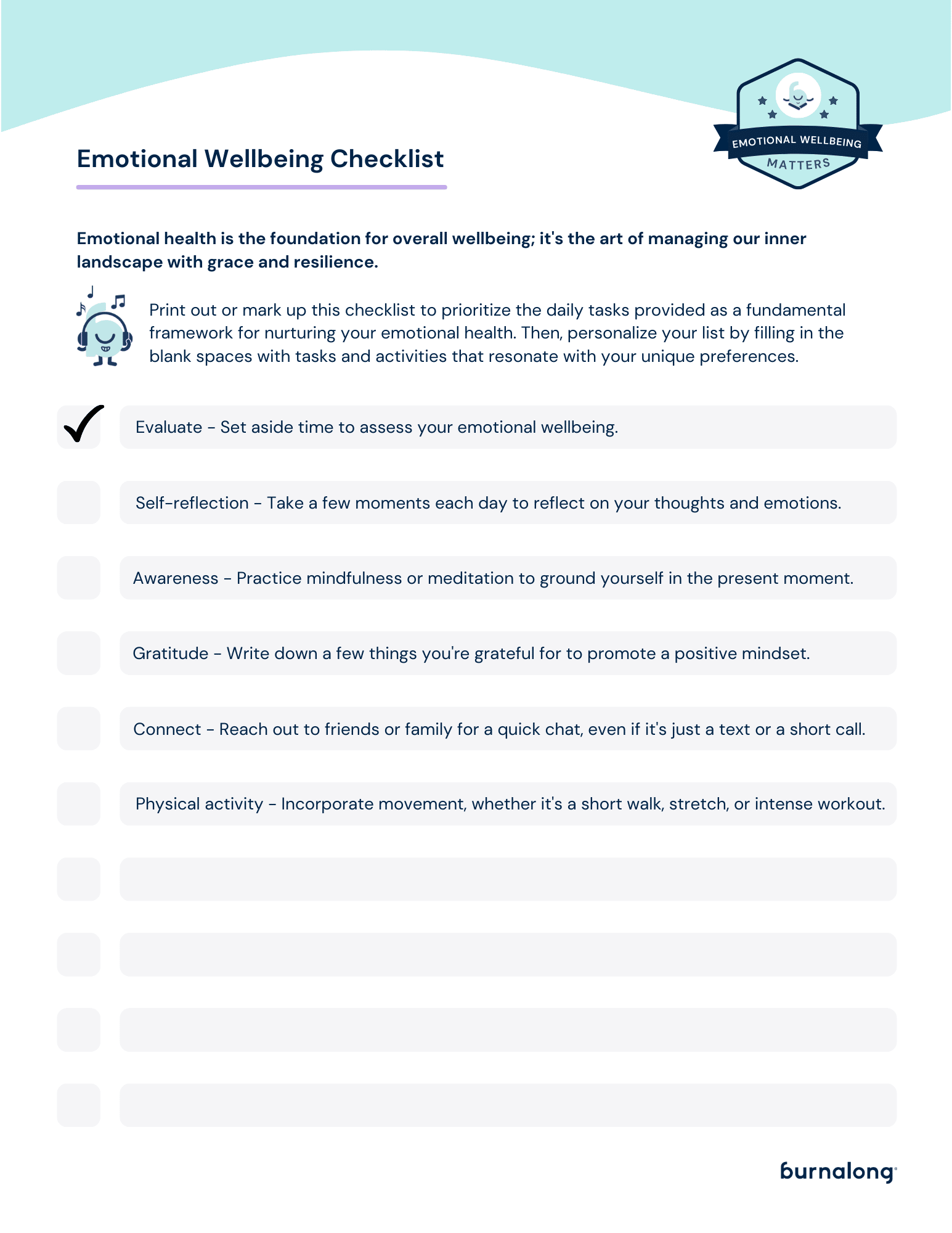 Checklist Emotional Wellbeing Toolkit Q4 2023